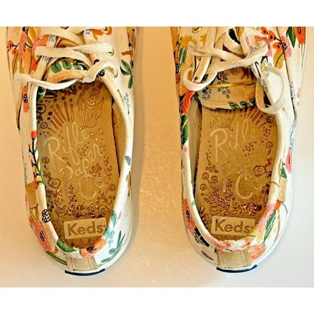 KEDS Rifle Paper Co Woman 6.5 Lively Floral Garden Print Canvas Lace Up Sneakers